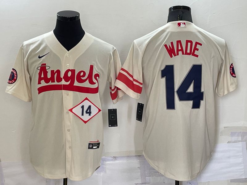 Men Los Angeles Angels 14 Wade Cream City Edition Game Nike 2022 MLB Jerseys